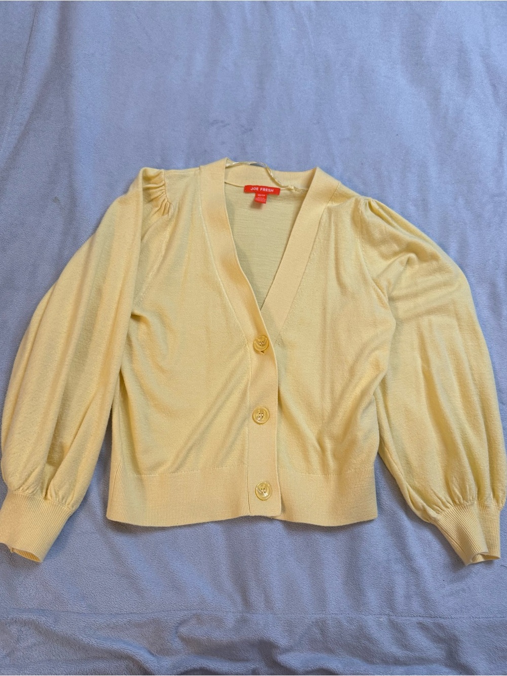 Joe Fresh Butter Yellow V-Neck Button Cardigan